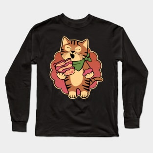 Cat Eating Cake Long Sleeve T-Shirt